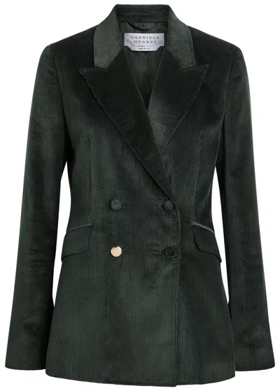 Gabriela Hearst Angela Double-breasted Corduroy Blazer In Green