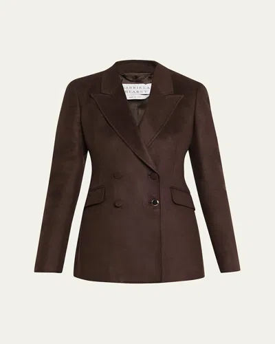 Gabriela Hearst Angela Double-breasted Silk Blazer In Brown