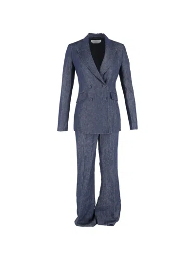 Pre-owned Gabriela Hearst Angela Double-breasted Suit In Blue