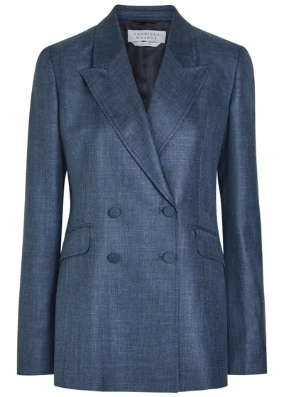Gabriela Hearst Angela Double-breasted Wool And Silk-blend Blazer In Blue