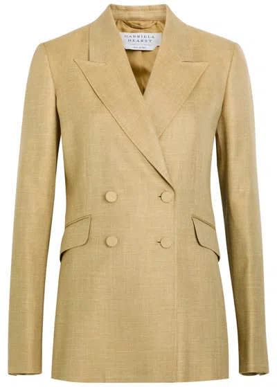 Gabriela Hearst Angela Double-breasted Wool And Silk-blend Blazer In Gold