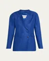 Gabriela Hearst Angela Linen Double-breasted Blazer In Blue