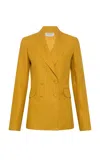 Gabriela Hearst Angela Linen Double-breasted Blazer In Yellow
