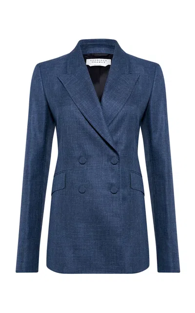 Gabriela Hearst Angela Wool-silk Blazer In Dark Wash