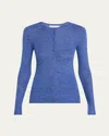 Gabriela Hearst Anges Cashmere Rib Henley Sweater In Blue