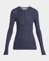 Gabriela Hearst Anges Cashmere Rib Henley Sweater In Blue