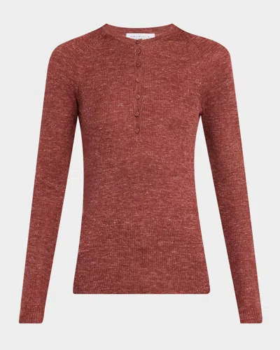 Gabriela Hearst Anges Cashmere Rib Henley Sweater In Brown