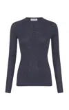 Gabriela Hearst Anges Cashmere-silk Henley Top In Blue