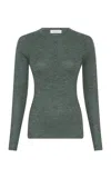 Gabriela Hearst Anges Cashmere-silk Henley Top In Green