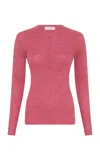 Gabriela Hearst Anges Cashmere-silk Henley Top In Pink