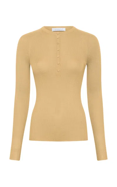 Gabriela Hearst Anges Cashmere-silk Henley Top In Multi