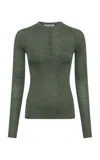 Gabriela Hearst Anges Cashmere-silk Henley Top In Olive