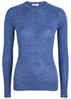 Gabriela Hearst Anges Cashmere Rib Henley Sweater In Blue