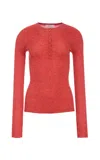Gabriela Hearst Anges Knit Henley In Antelope Orange Cashmere Silk With Hemp In Red