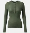 Gabriela Hearst Anges Wool, Silk, And Hemp Henley Shirt In Green