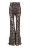 Gabriela Hearst Anika Snake-printed Cashmere-silk Flared Pants In Grey