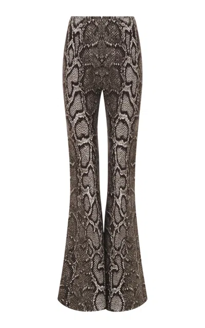 Gabriela Hearst Anika Snake-printed Cashmere-silk Flared Pants In Grey
