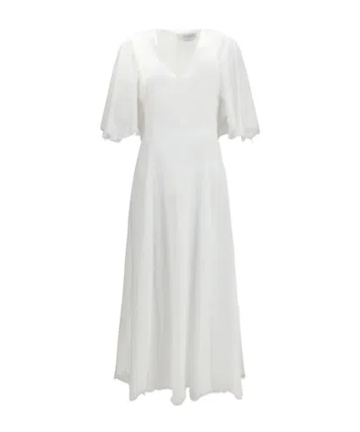 Gabriela Hearst Ansel Frayed-hem Midi Dress In White