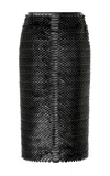 Gabriela Hearst Antia Midi Skirt In Black Leather Snake Scales In Black