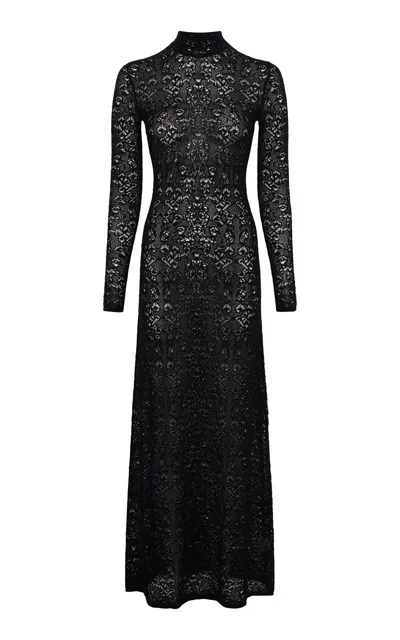 Gabriela Hearst Anya Knit Maxi Dress In Black Merino Wool Cashmere