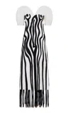 Gabriela Hearst Aphea Braided-leather Maxi Dress In Black,white