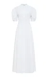 Gabriela Hearst Arabella Puff-sleeve Linen Midi Dress In White