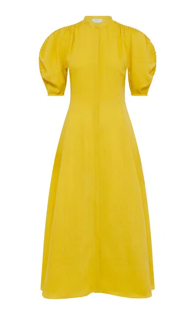 GABRIELA HEARST ARABELLA SHIRTDRESS IN GOLDENROD ALOE LINEN