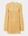 Gabriela Hearst Archie Mini Dress With Lining In Gold Silk Macrame Lace In Gold