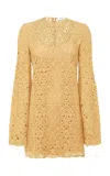 Gabriela Hearst Archie Mini Dress With Lining In Gold Silk Macrame Lace In Neutral