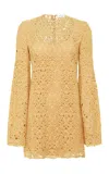 Gabriela Hearst Archie Mini Dress With Lining In Gold Silk Macrame Lace