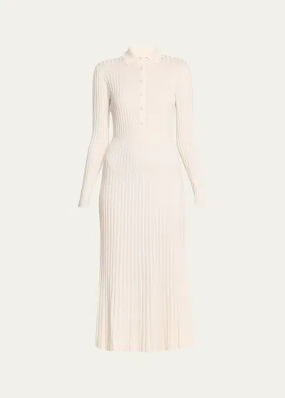 Gabriela Hearst Ardor Cashmere-blend Ribbed Midi Dress In Ivory