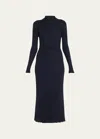 Gabriela Hearst Ardor Cashmere-blend Ribbed Midi Dress In Navy
