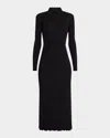 Gabriela Hearst Ardor Long-sleeve Rib-knit Midi Polo Dress In Black