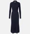 Gabriela Hearst Ardor Ribbed-knit Cashmere And Silk Polo Dress In Navy