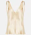 Gabriela Hearst Arrow Tie-shoulder Silk Cami Top In Champagne