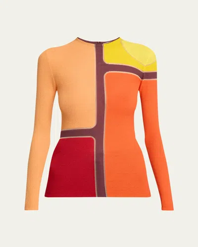 Gabriela Hearst Atreus Colorblock Wool Cashmere Sweater In Multi