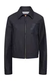 Gabriela Hearst Atropos Cotton-leather Jacket In Blue