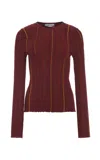 Gabriela Hearst Augie Pinstripe Knit Sweater In Burnt Sienna Merino Wool In Red