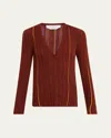 Gabriela Hearst Augie Striped Crewneck Sweater In Brown