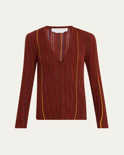 Gabriela Hearst Augie Striped Crewneck Sweater In Brown