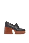 Gabriela Hearst Augusta Leather Platform Penny Loafers In Black