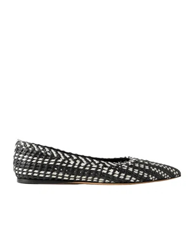 Gabriela Hearst Aurora Two-tone Woven Leather Ballet Flats In Black