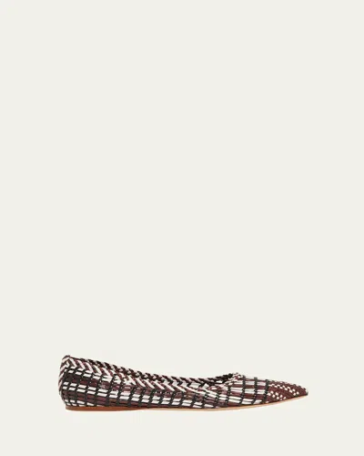 Gabriela Hearst Aurora Woven Leather Ballerina Flats In Chocolate Multi
