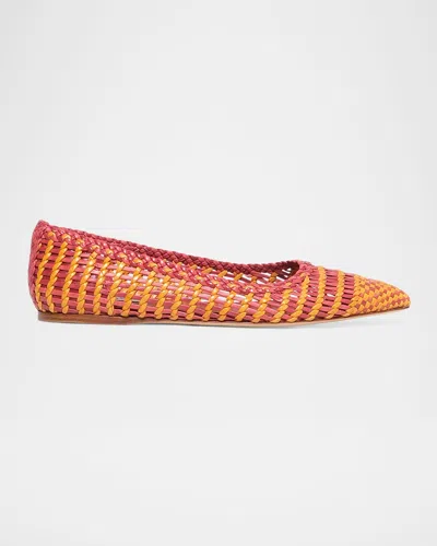 Gabriela Hearst Aurora Woven Leather Ballerina Flats In Pink Multi