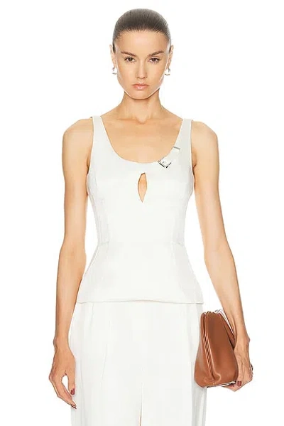 Gabriela Hearst Avalon Top In Ivory Silk Linen