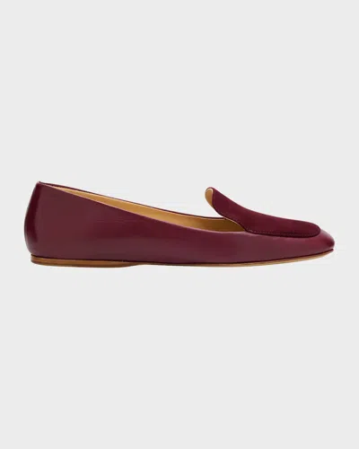 Gabriela Hearst Aveda Flat Loafer In Bordeaux Leather & Suede In Brown