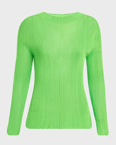 Gabriela Hearst Aveda Mock-neck Silk Plisse Knit Sweater