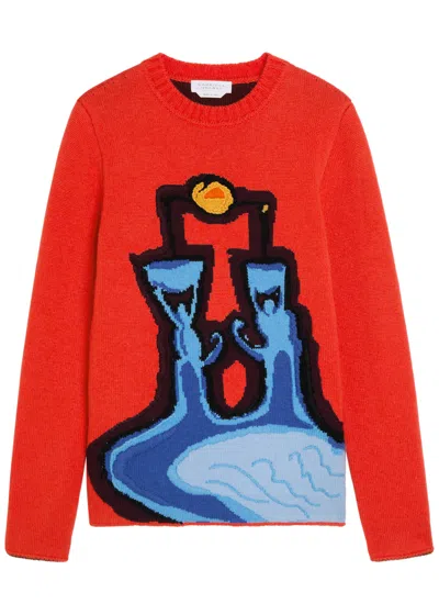 Gabriela Hearst Avichai Intarsia Cashmere Jumper In Red