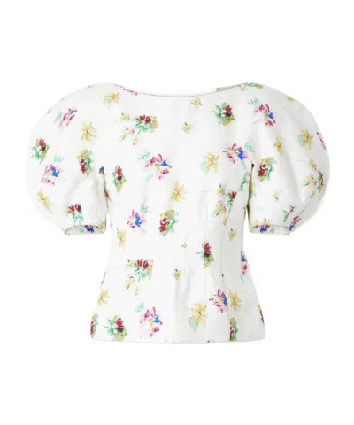 Gabriela Hearst Ayelet Floral-print Linen-twill Blouse In White
