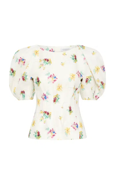 Gabriela Hearst Ayelet Puff-sleeve Linen Top In White